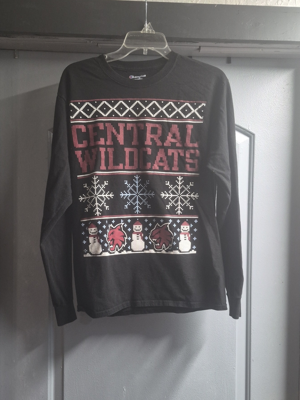 Champion Black Central Wildcats Holiday Crewneck Sweater Uni-sex
